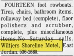 Wiltjers Shoreline Motel - Oct 1979 Items For Sale (newer photo)
